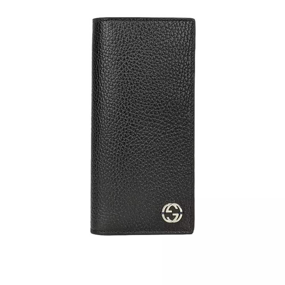 Black Gucci Long Wallet With Green Interior
